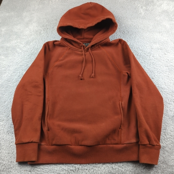 Filson Hoodie Womens M Rusted Red Fleece Heavyweight Drawstring Made in USA Work - Picture 1 of 16
